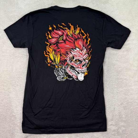 Zero Foxtrot Other - NEW Zero Foxtrot T-Shirt Men Small Black Skull Skeleton Flaming Head Tongue Flex
